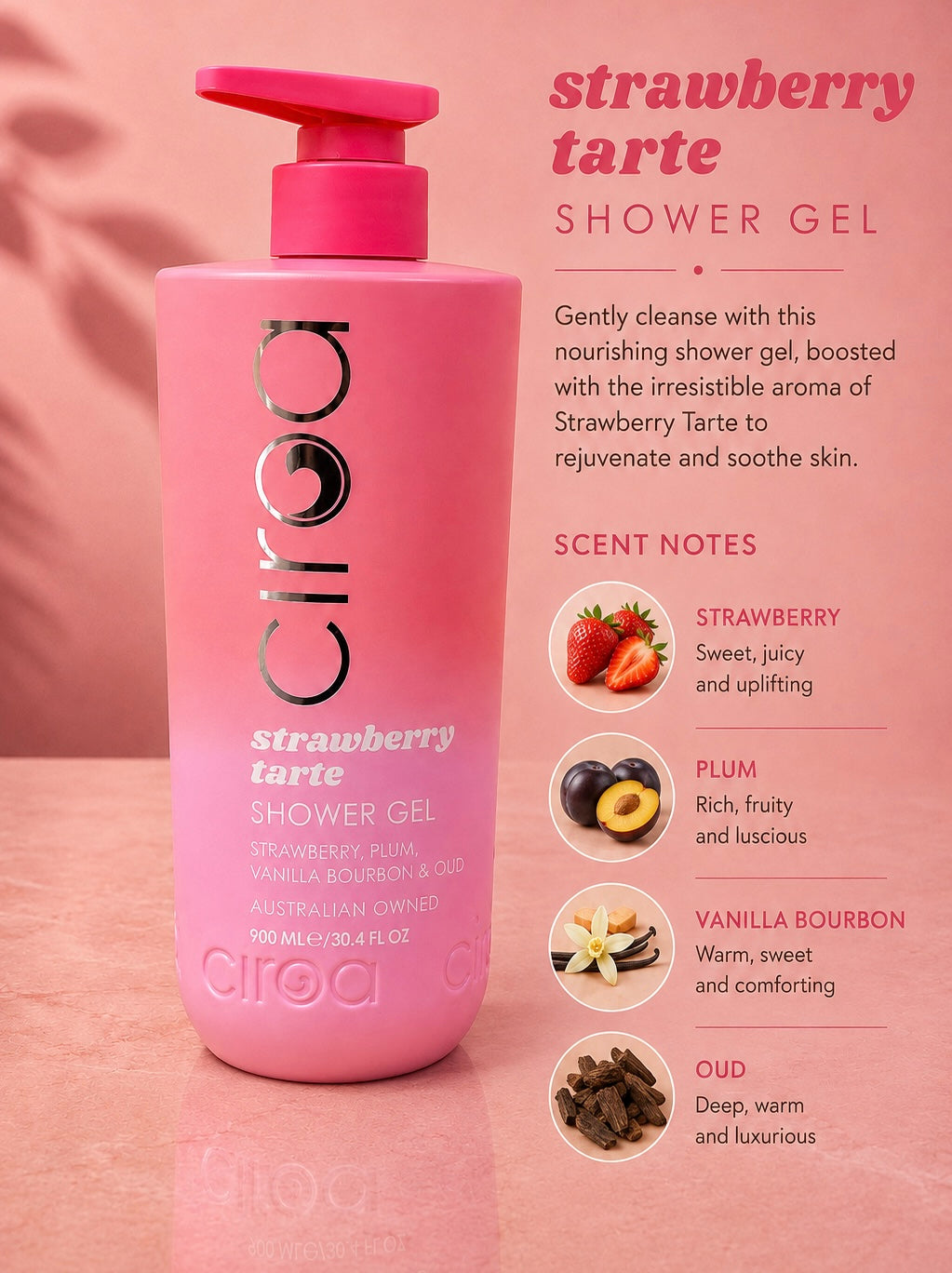 Ciroa Strawberry Tarte Shower Gel - 900ml