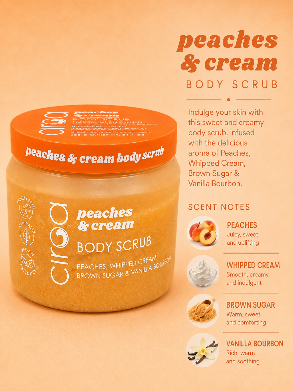 Ciroa Peaches & Cream Body Scrub- 600g