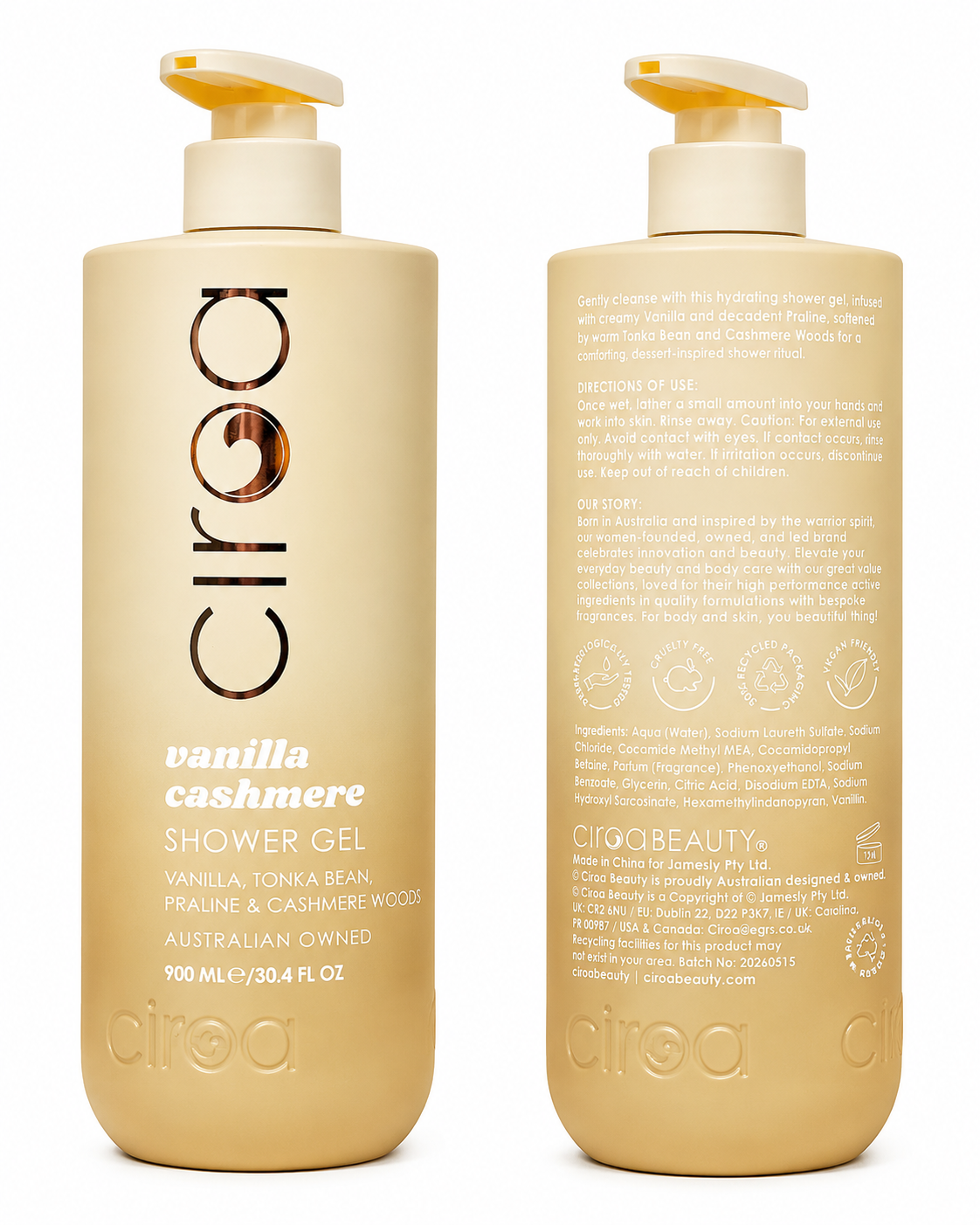 Ciroa Vanilla Cashmere Shower Gel - 900ml